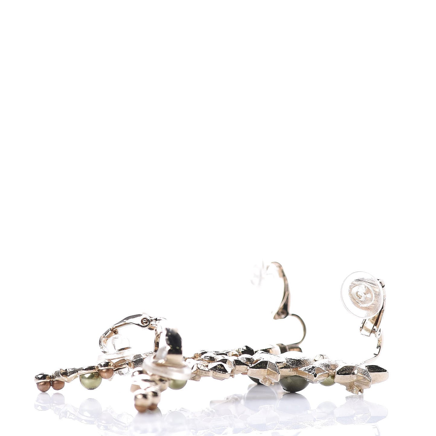 Crystal Pearl CC Star Clip On Cuff Earrings Gold
