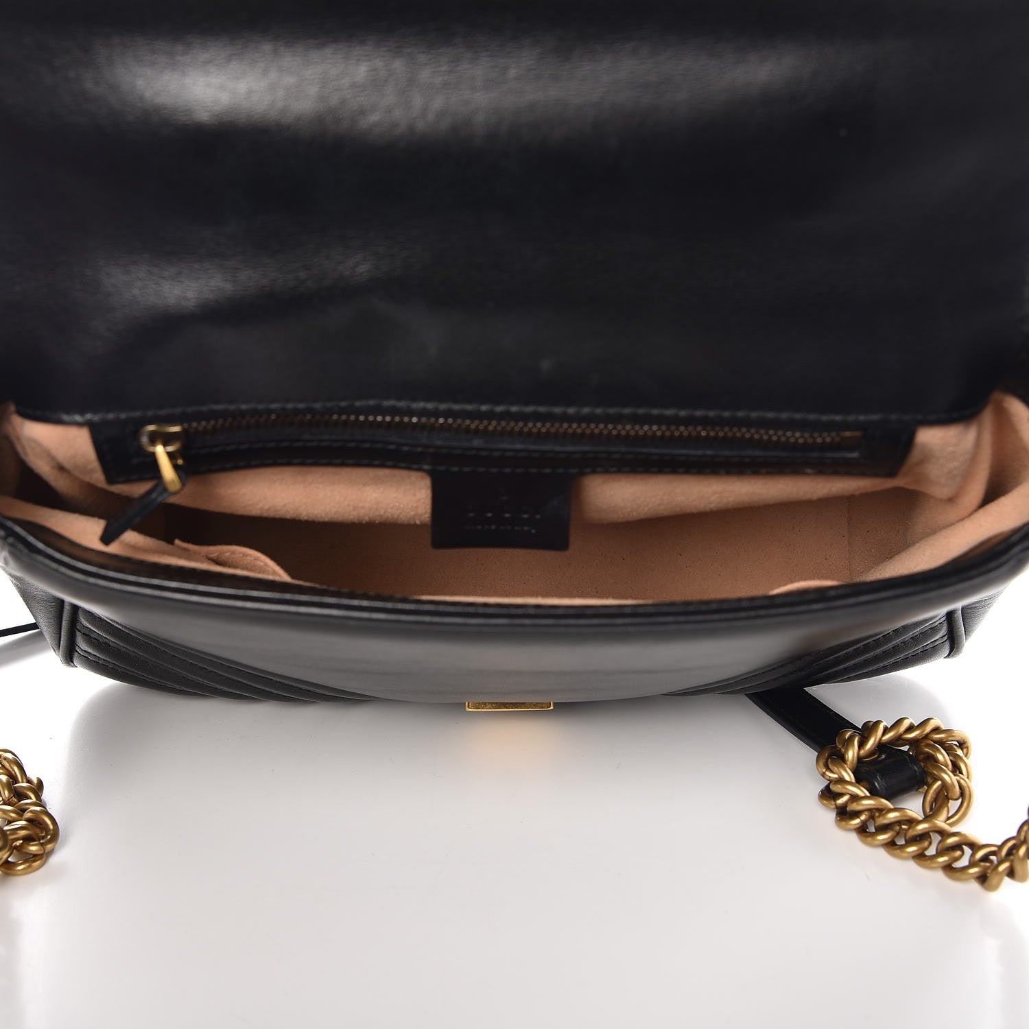 Gucci Calfskin Matelasse Small GG Marmont Top Handle Shoulder Bag Black 3 of 7