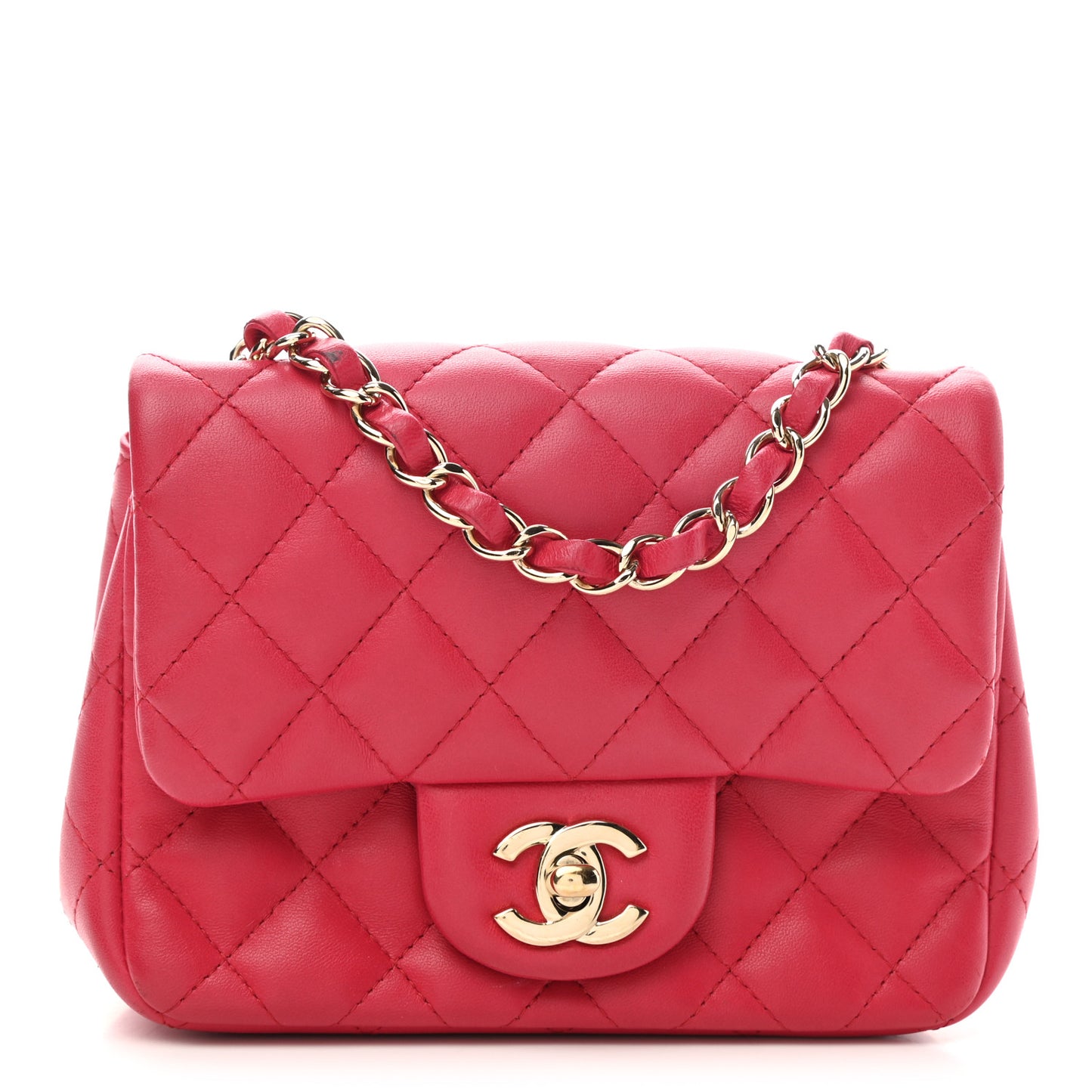 Lambskin Quilted Mini Square Flap Pink