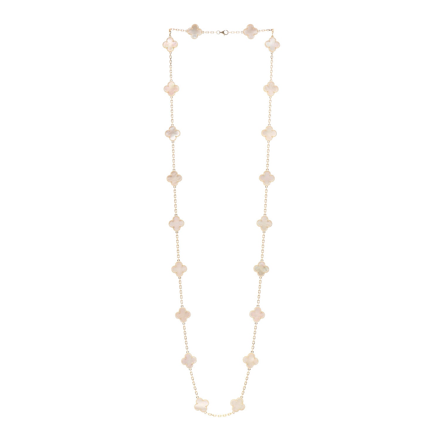 Van Cleef & Arpels 18K Yellow Gold Mother of Pearl 20 Motifs Vintage Alhambra Necklace 3 of 6