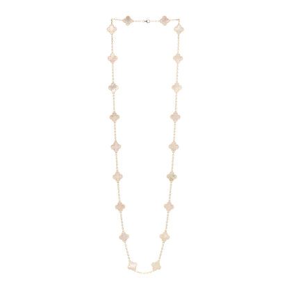 Van Cleef & Arpels 18K Yellow Gold Mother of Pearl 20 Motifs Vintage Alhambra Necklace 3 of 6