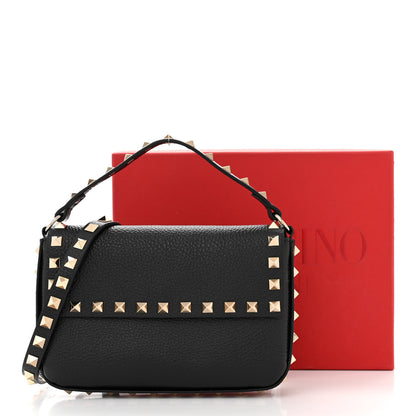Valentino Garavani VALENTINO GARAVANI Grainy Calfskin Rockstud Crossbody Pouch Black 10 of 10