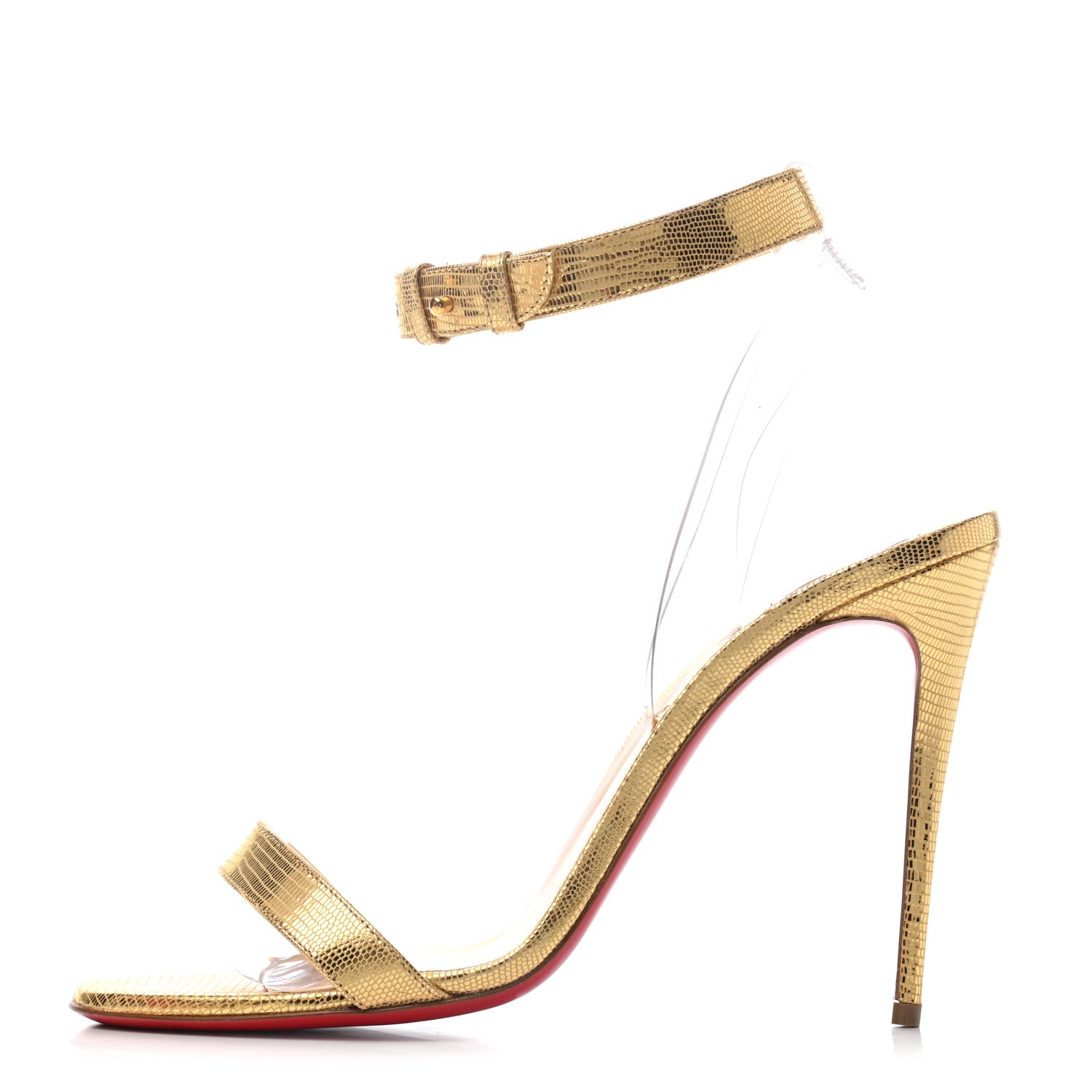 Christian Louboutin Nappa PVC Jonatina 100 Sandals 40.5 Gold 1 of 5