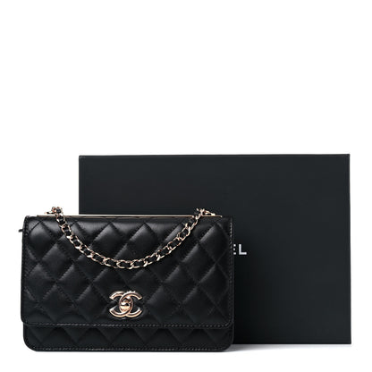 Chanel Lambskin Quilted Trendy CC Wallet On Chain WOC Black 10 of 12