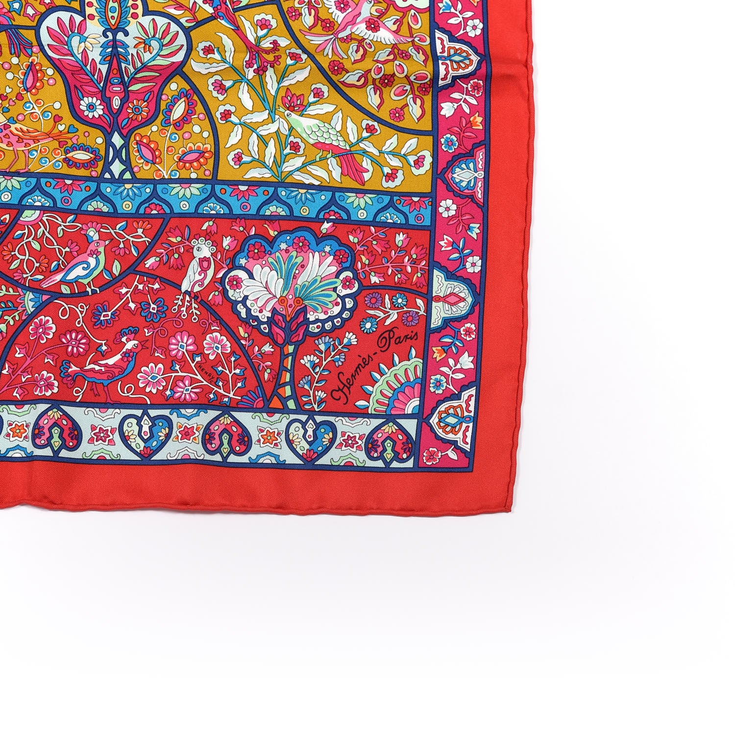 Hermes Silk Au Pays Des Oiseaux Fleurs Scarf 90 4 of 5