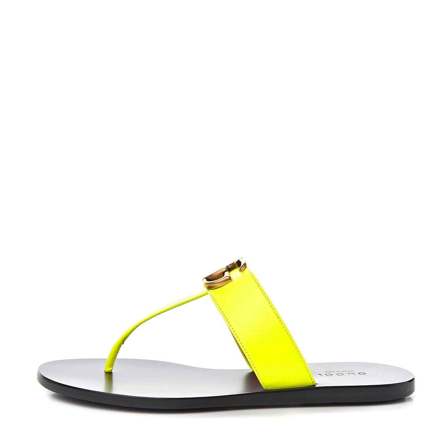 Calfskin GG Marmont Thong Sandals 35.5 Yellow Fluo
