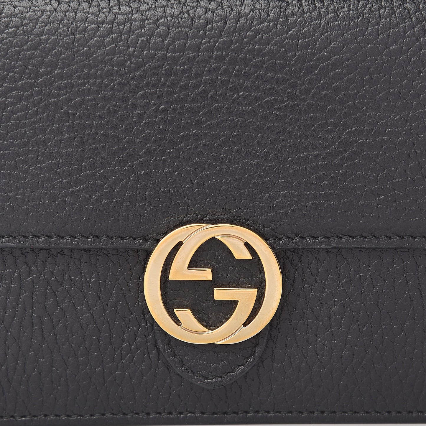 Dollar Calfskin Interlocking G Chain Wallet Black