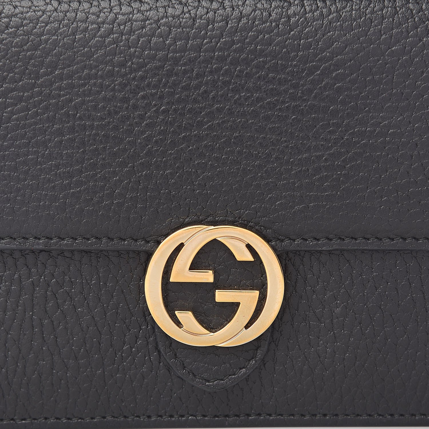 Gucci Dollar Calfskin Interlocking G Chain Wallet Black 11 of 14