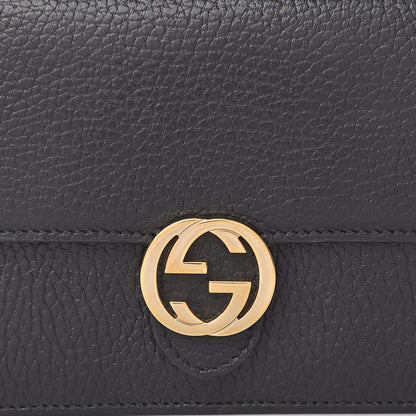 Gucci Dollar Calfskin Interlocking G Chain Wallet Black 11 of 14