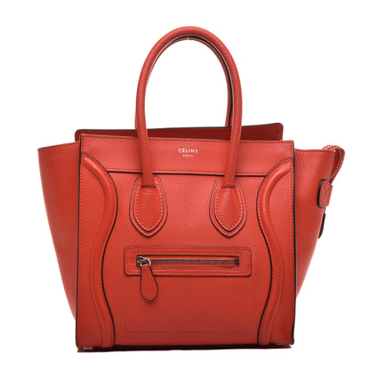 Celine Drummed Calfskin Micro Luggage Vermillion 1 of 13