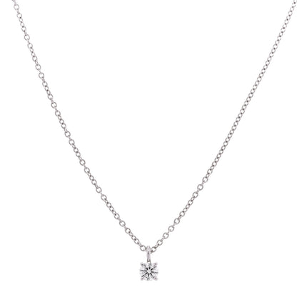 Tiffany Platinum Diamond .12ct Solitaire Pendant Necklace 1 of 6