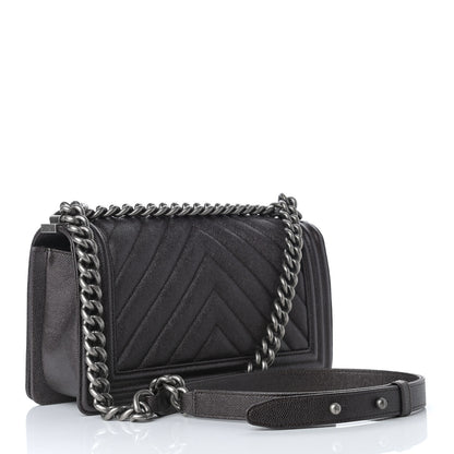 Chanel Caviar Chevron Quilted Medium Boy Flap Dark Brown 3 of 9
