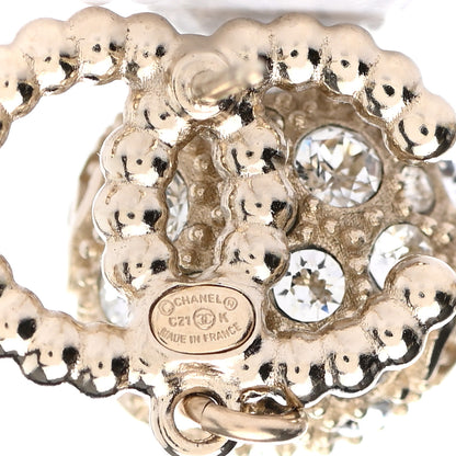 Chanel Crystal Pearl CC Drop Earrings Gold Pearly White 4 of 5