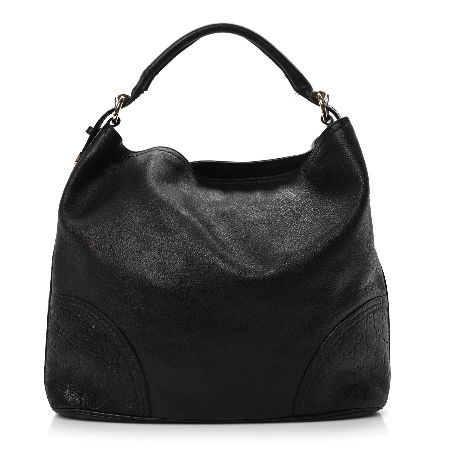 Gucci Calfskin Guccissima Trim Large Signoria Hobo Black 1 of 10