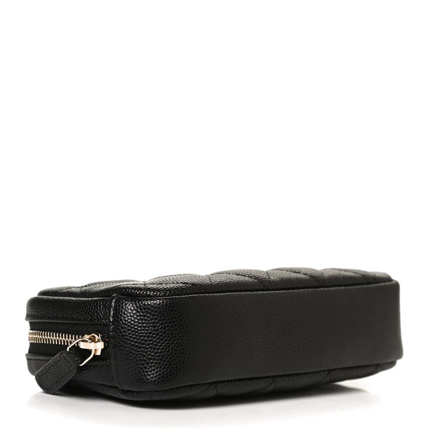 Caviar Quilted Small Curvy Pouch Cosmetic Case Black