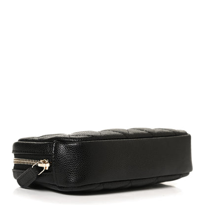 Chanel Caviar Quilted Small Curvy Pouch Cosmetic Case Black 4 of 9