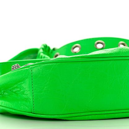 Balenciaga Agneau Arena Crystal Le Cagole Shoulder Bag XS Fluo Green 9 of 14