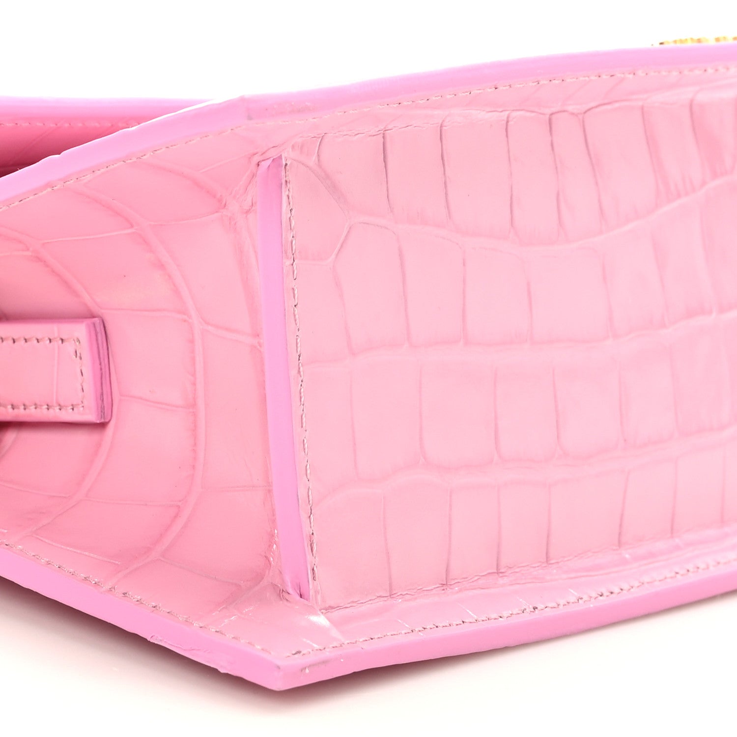Jacquemus Calfskin Crocodile Embossed Le Chiquito Moyen Pink 7 of 8
