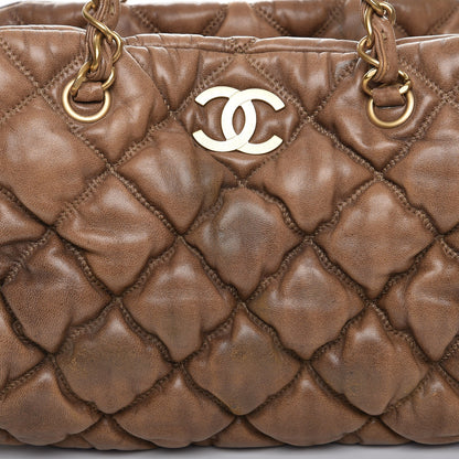 Chanel Lambskin Bubble Quilt Bowler Dark Beige 10 of 14