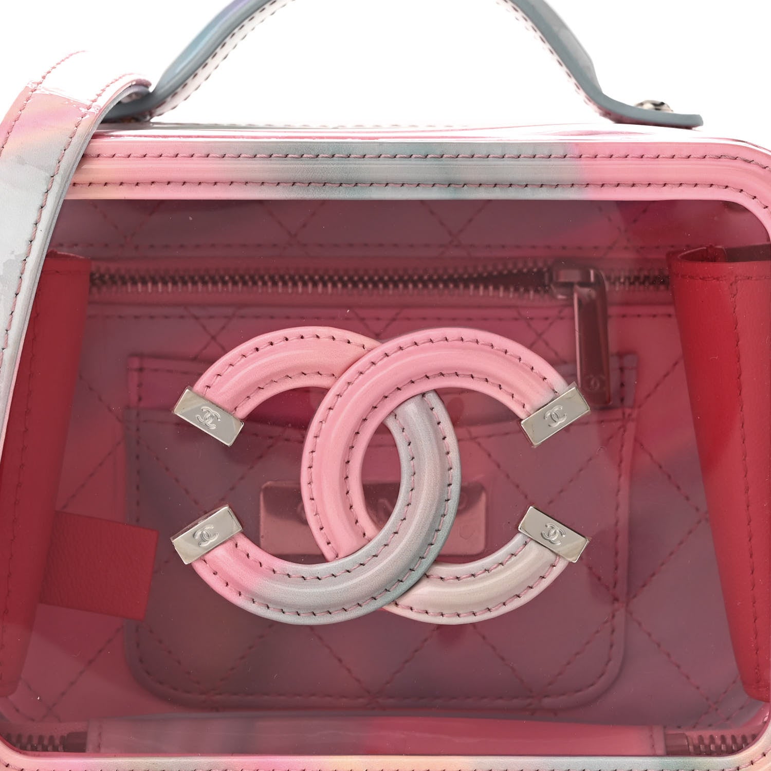 Chanel PVC Patent Calfskin Patent Lambskin Small CC Vanity Case Pink 8 of 11