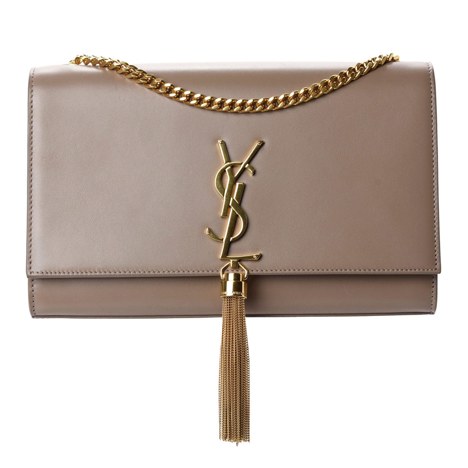 Saint Laurent Smooth Calfskin Medium Classic Monogram Kate Tassel Satchel Dark Beige 1 of 11