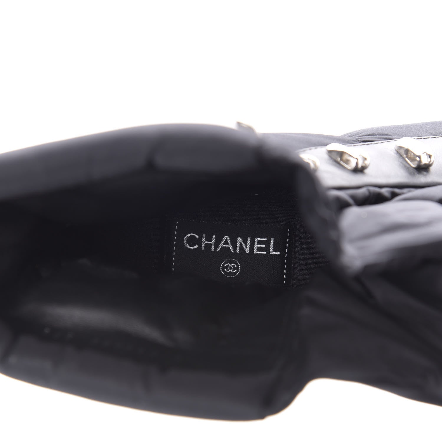 Chanel Nylon Calfskin Womens Coco Neige Short Boots 39.5 Black 7 of 11