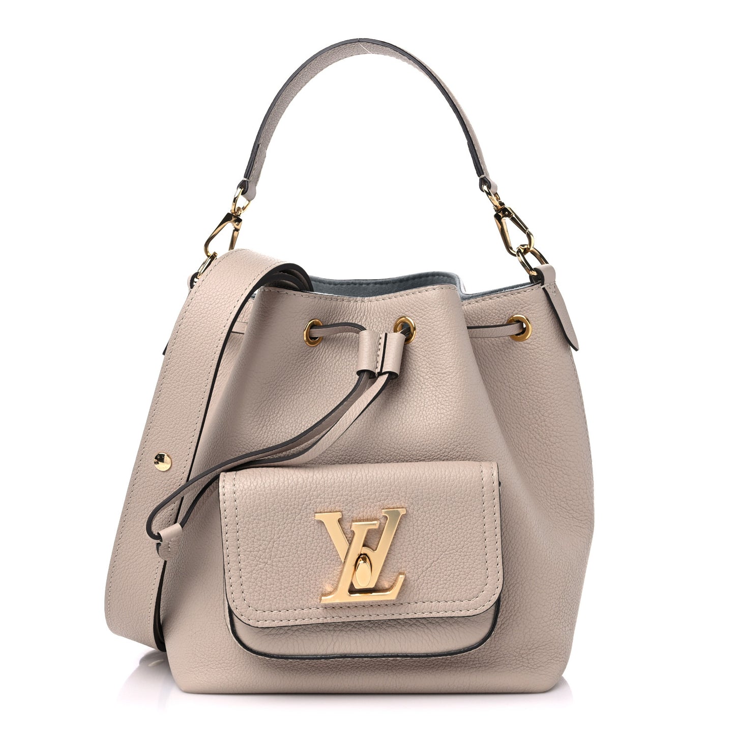 Calfskin Lockme Bucket MM Greige