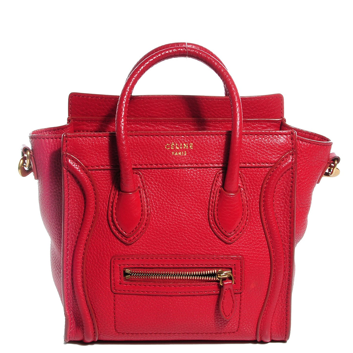Pebbled Calfskin Nano Luggage Red