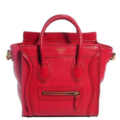 Celine Pebbled Calfskin Nano Luggage Red 1 of 8
