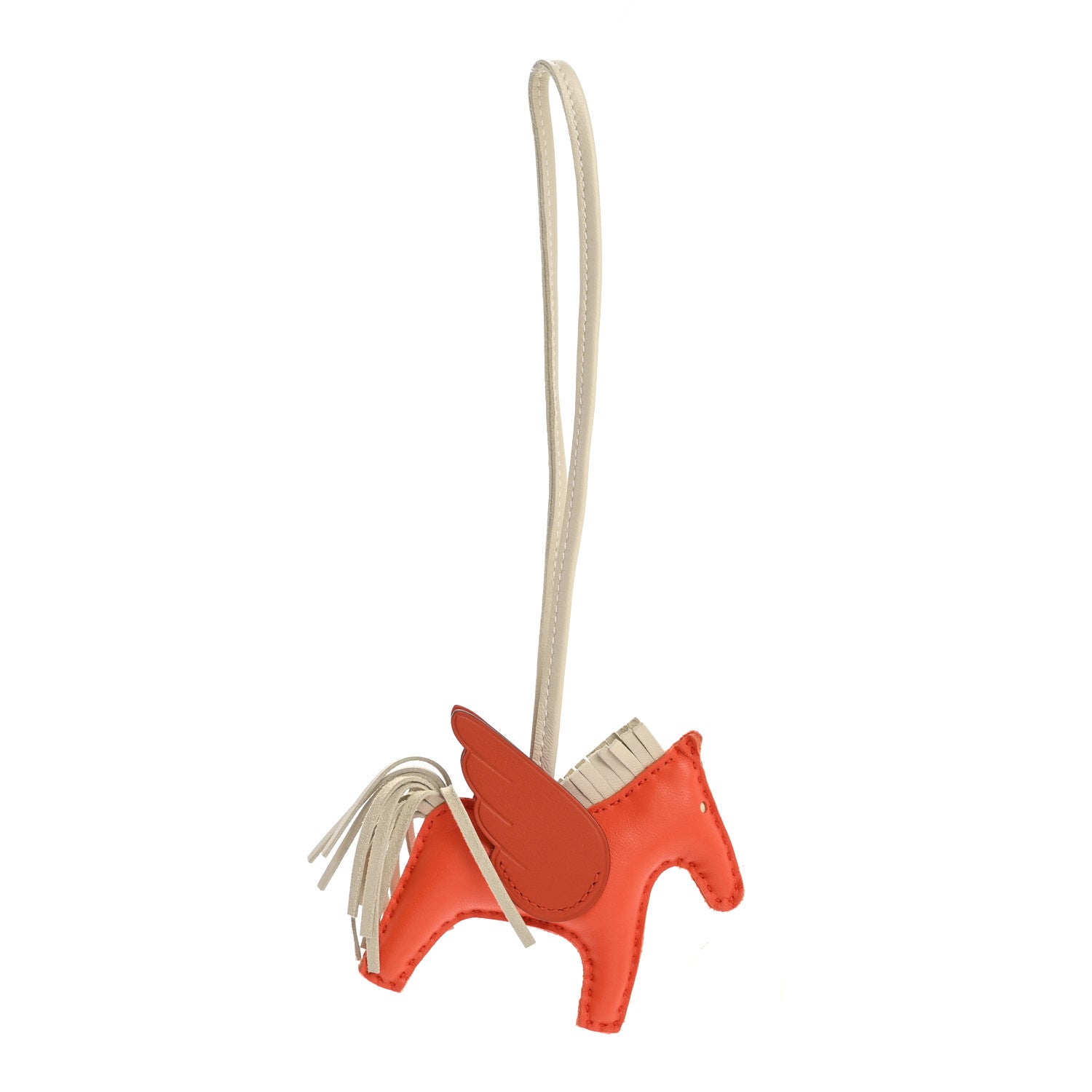 Hermes Milo Lambskin Grigri Rodeo Pegase Horse Bag Charm PM Orange Poppy Craie Terre Battue 2 of 8