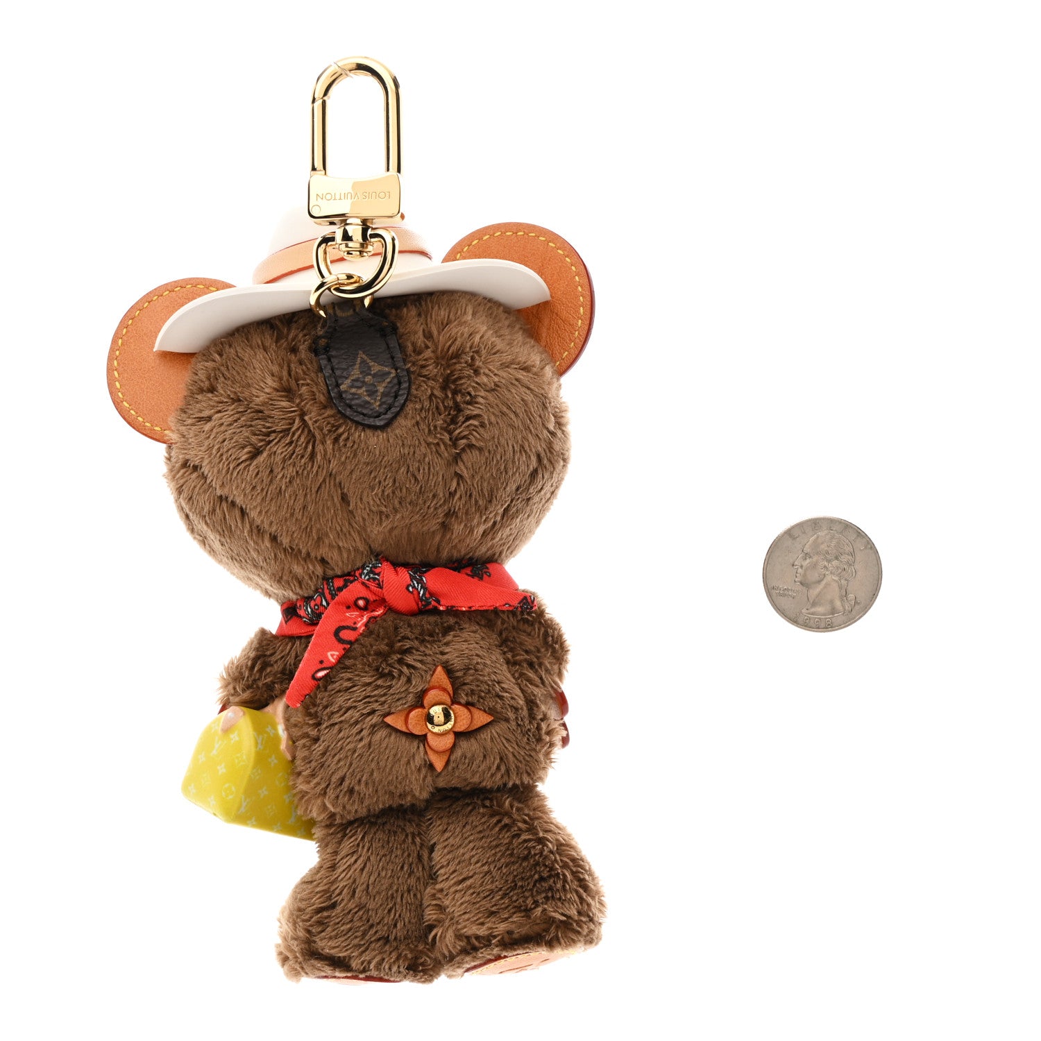 Louis Vuitton Faux Fur LV Louis Bear Western Bag Charm Key Holder Red 2 of 4