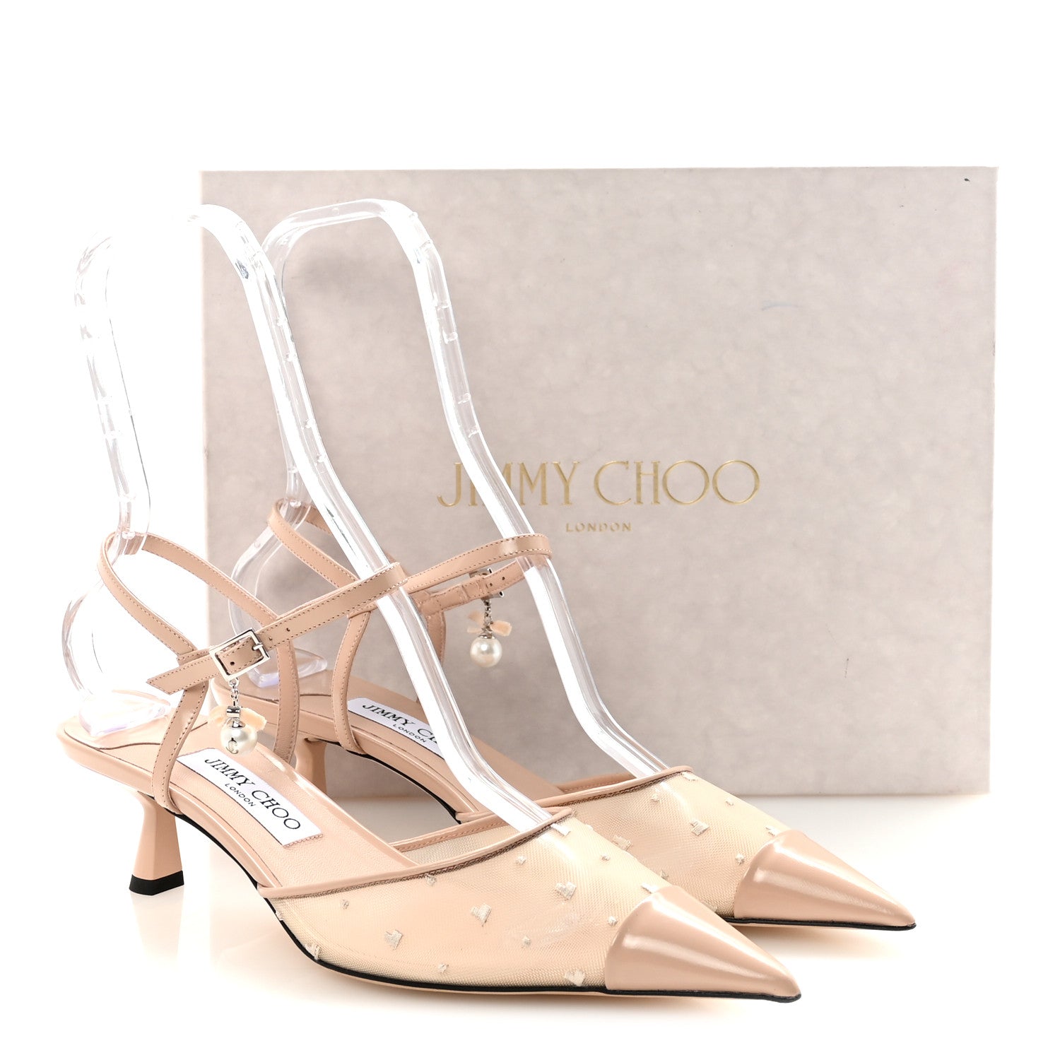 Jimmy Choo Calfskin Mesh Embroidered Aren 45 Slingback Pumps 40 Macaron 9 of 9