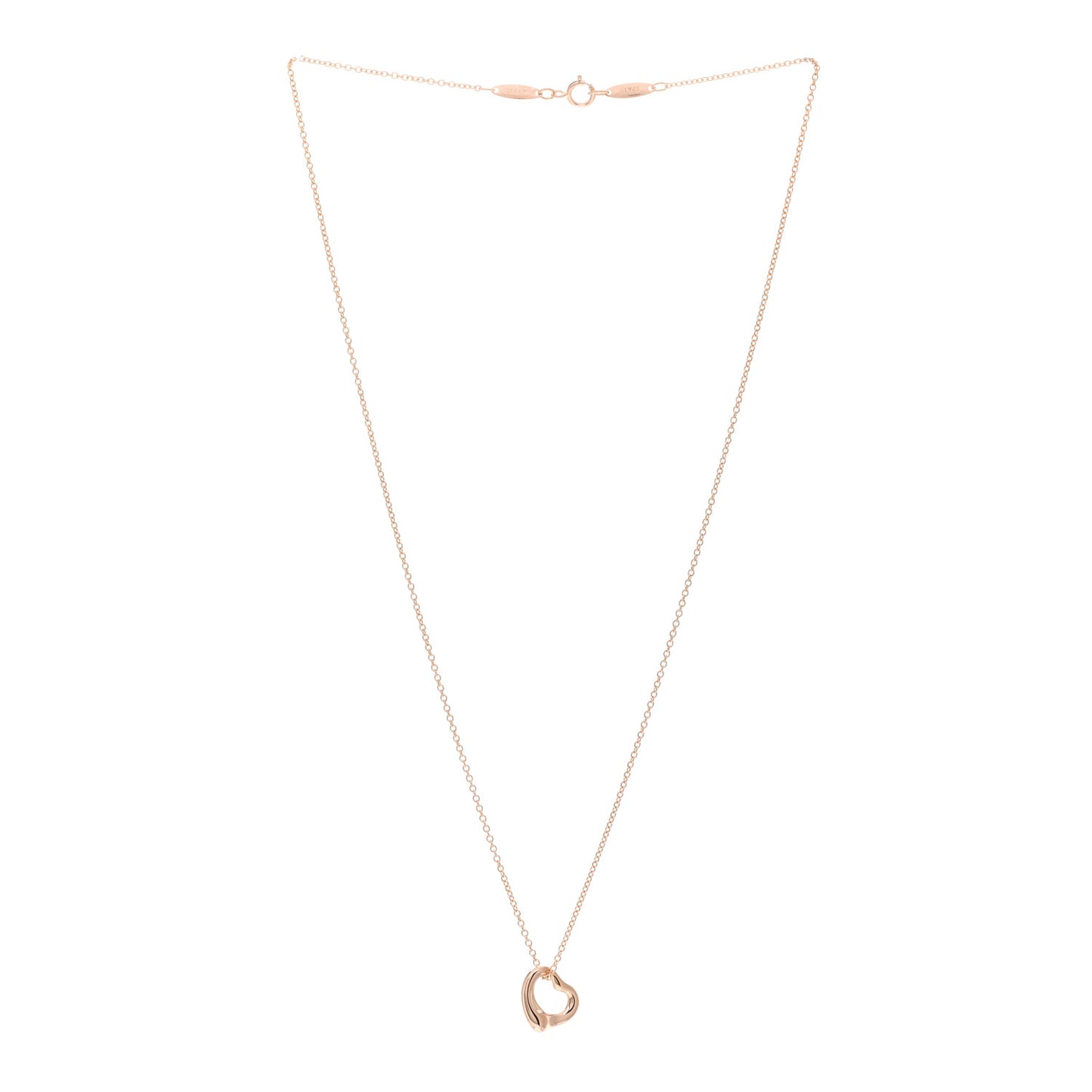 18K Rose Gold 11mm Elsa Peretti Open Heart Pendant Necklace