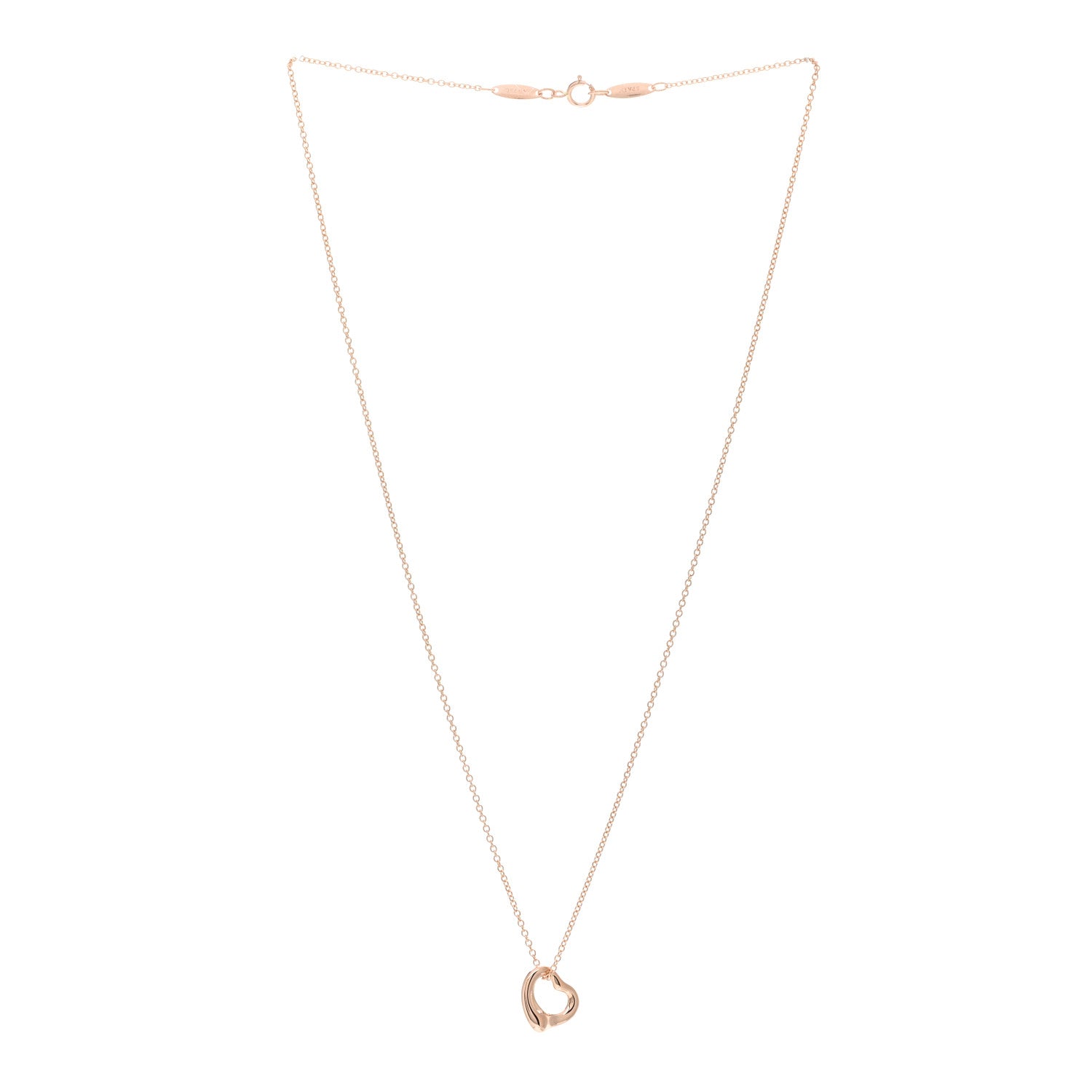 Tiffany 18K Rose Gold 11mm Elsa Peretti Open Heart Pendant Necklace 3 of 4