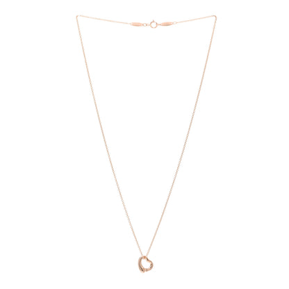 Tiffany 18K Rose Gold 11mm Elsa Peretti Open Heart Pendant Necklace 3 of 4