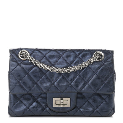 Chanel Metallic Aged Calfskin Quilted 2.55 Reissue 224 Flap Blue 1 of 13