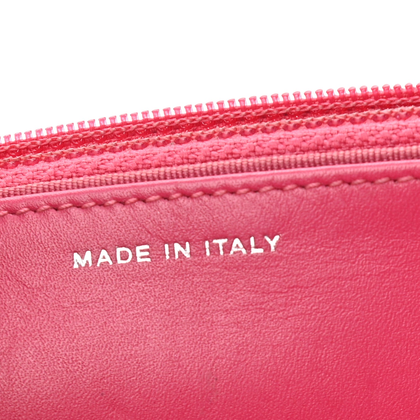 Patent Calfskin Quilted Wallet On Chain WOC Pink