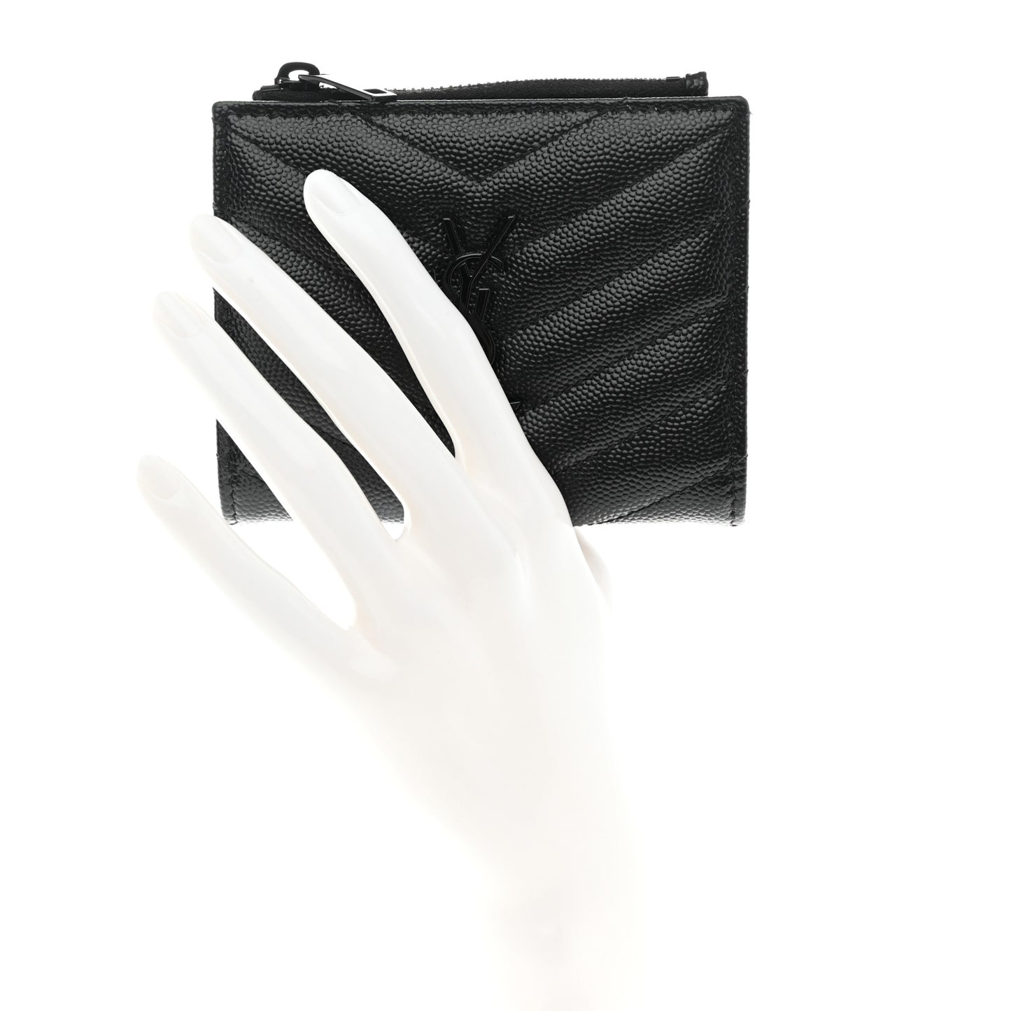 Grain De Poudre Matelasse Chevron Monogram Zipped Card Case Black