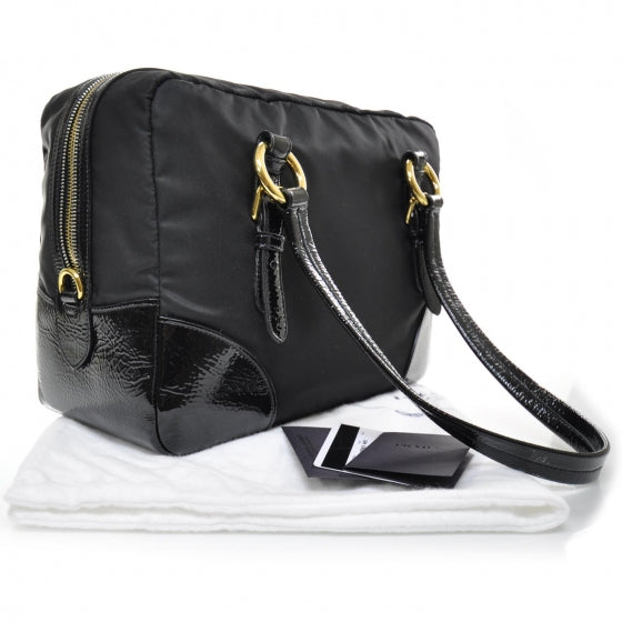 Prada Tessuto Vernice Bowler Black 3 of 10