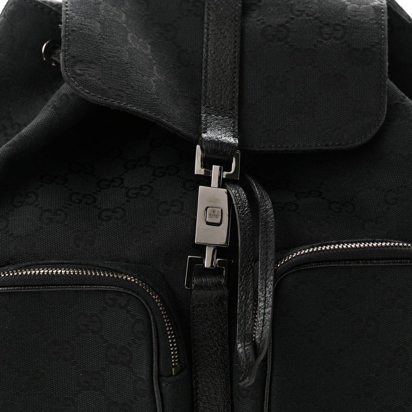GG Monogram Single Buckle Backpack Black