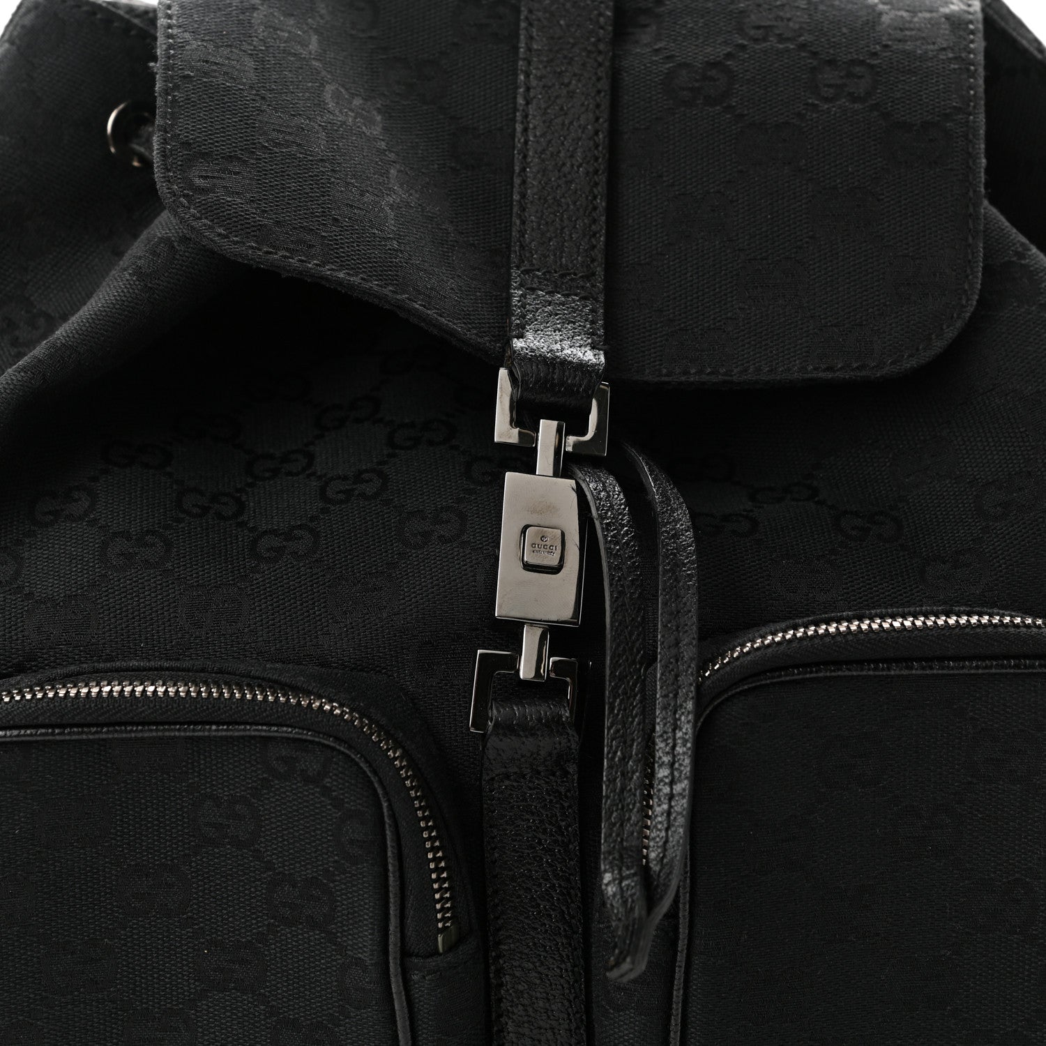 Gucci GG Monogram Single Buckle Backpack Black 8 of 11