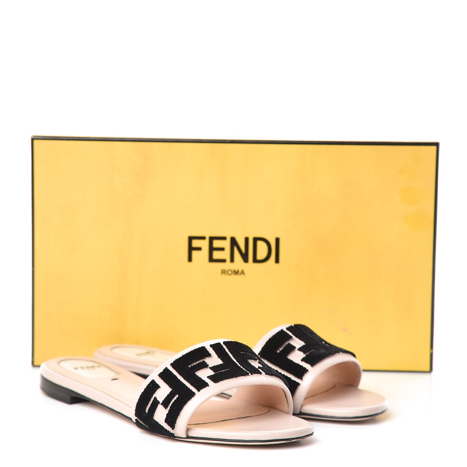 Fendi Vitello Velvet FF Reloaded Flat Slide Sandals 37.5 Soap Black 11 of 11