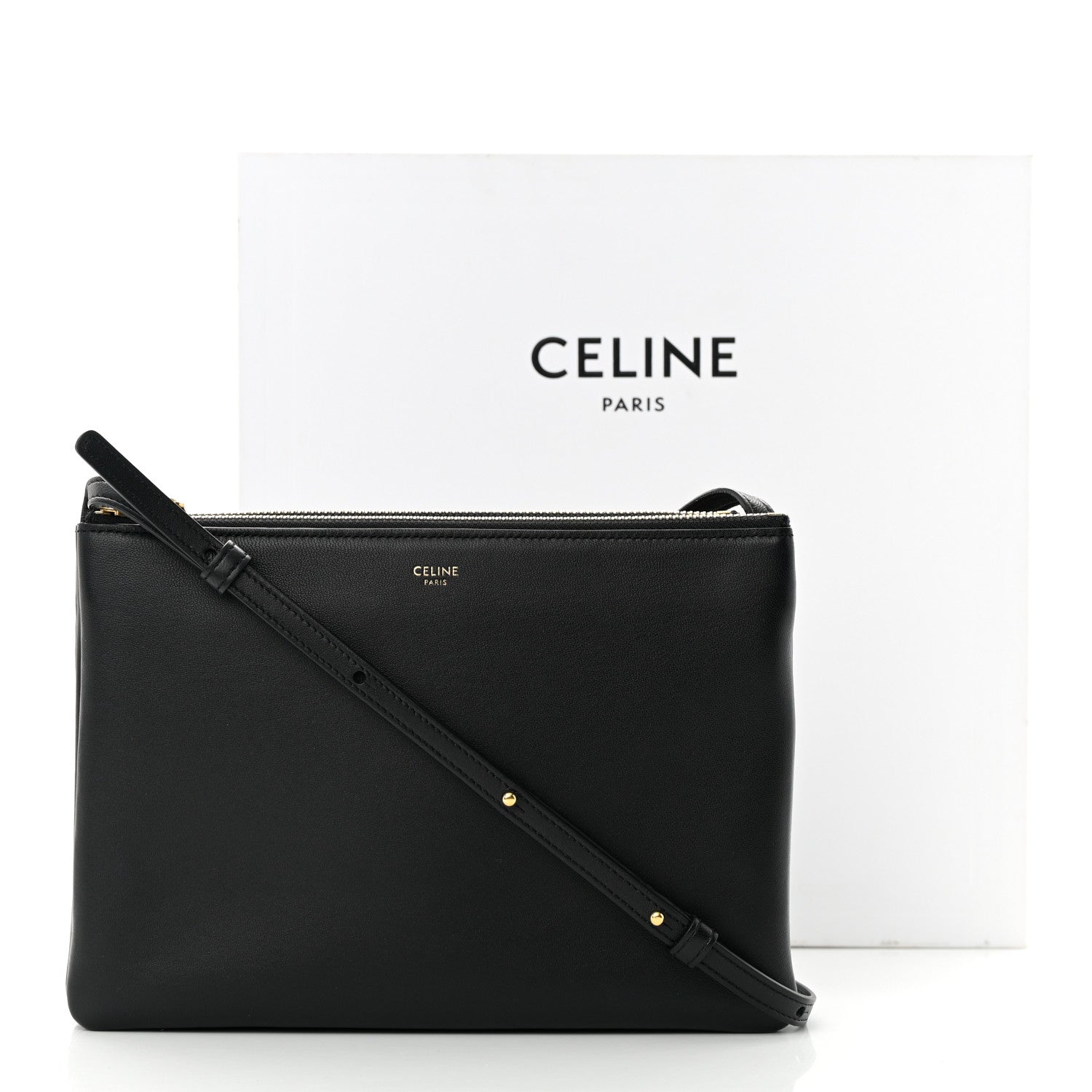 Celine Lambskin Large Trio Crossbody Bag Black 15 of 15