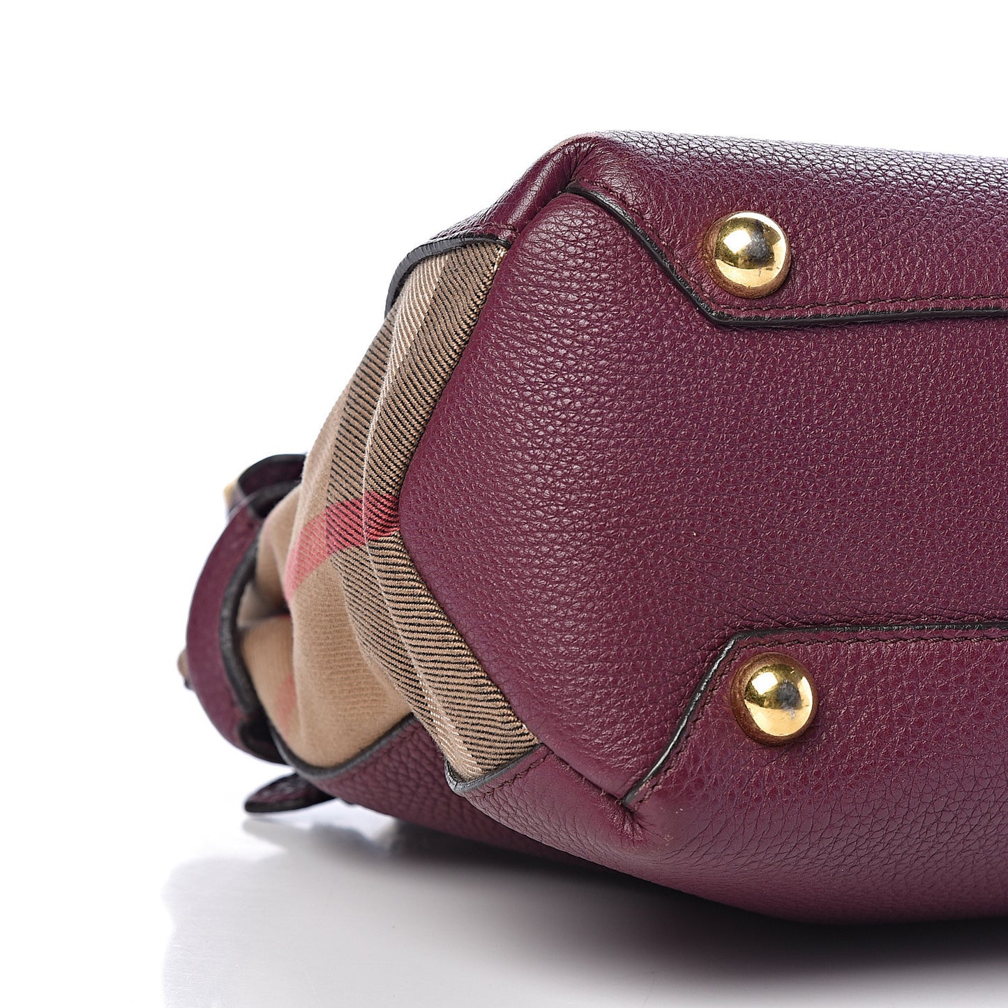 Grainy Calfskin House Check Small Banner Tote Elderberry