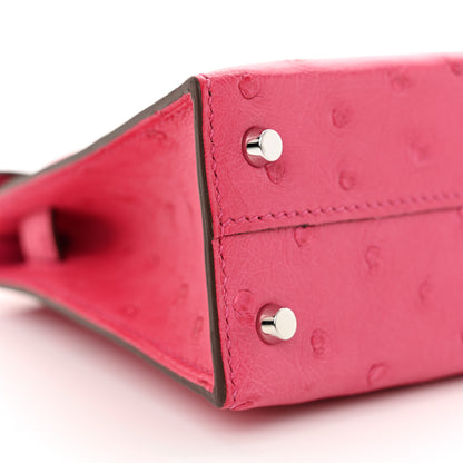 Hermes Ostrich Kelly Sellier Mini 20 Rose Tyrien 9 of 12