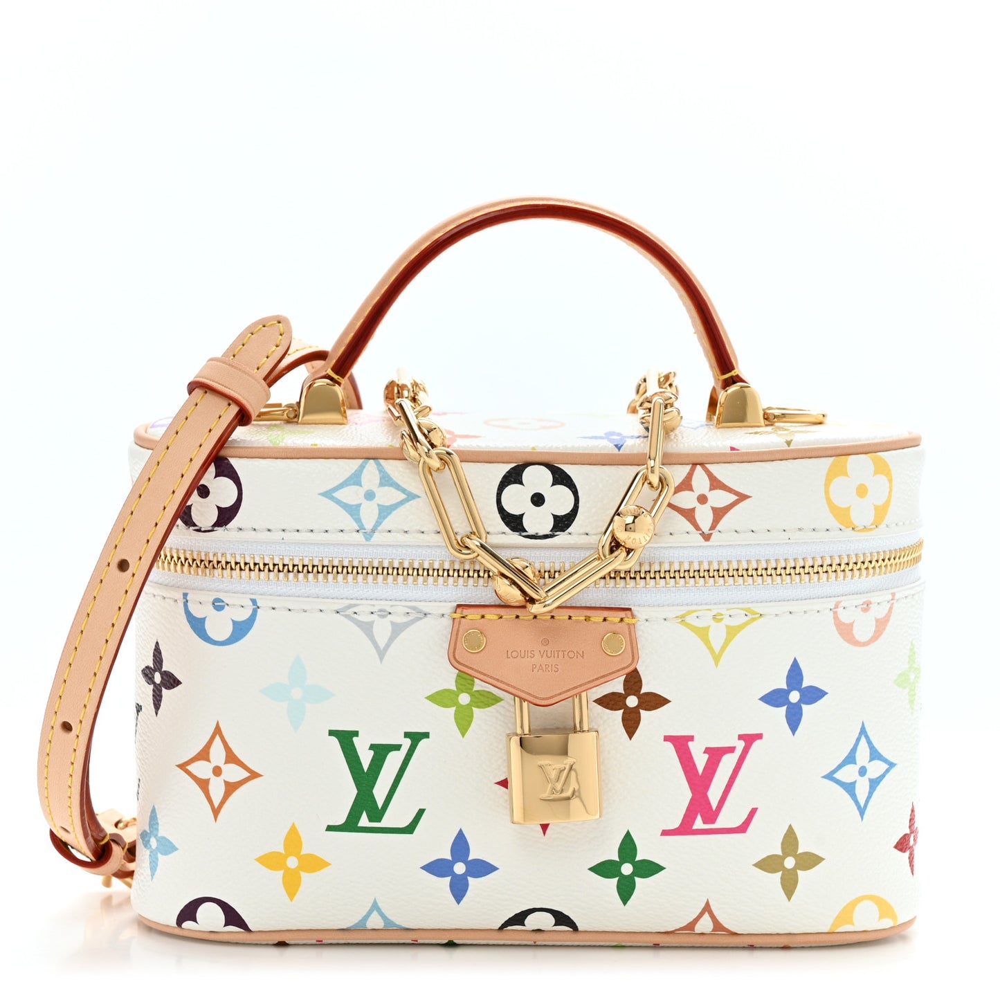 LV x TM Monogram Multicolor Vanity Chain Pouch White