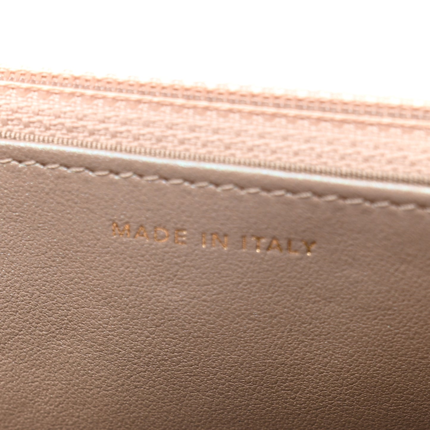 Iridescent Caviar Quilted Wallet on Chain WOC Beige