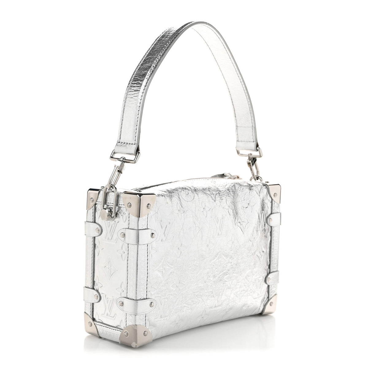 Louis Vuitton Calfskin Monogram Miroir LV Ski Side Trunk MM Silver 3 of 9