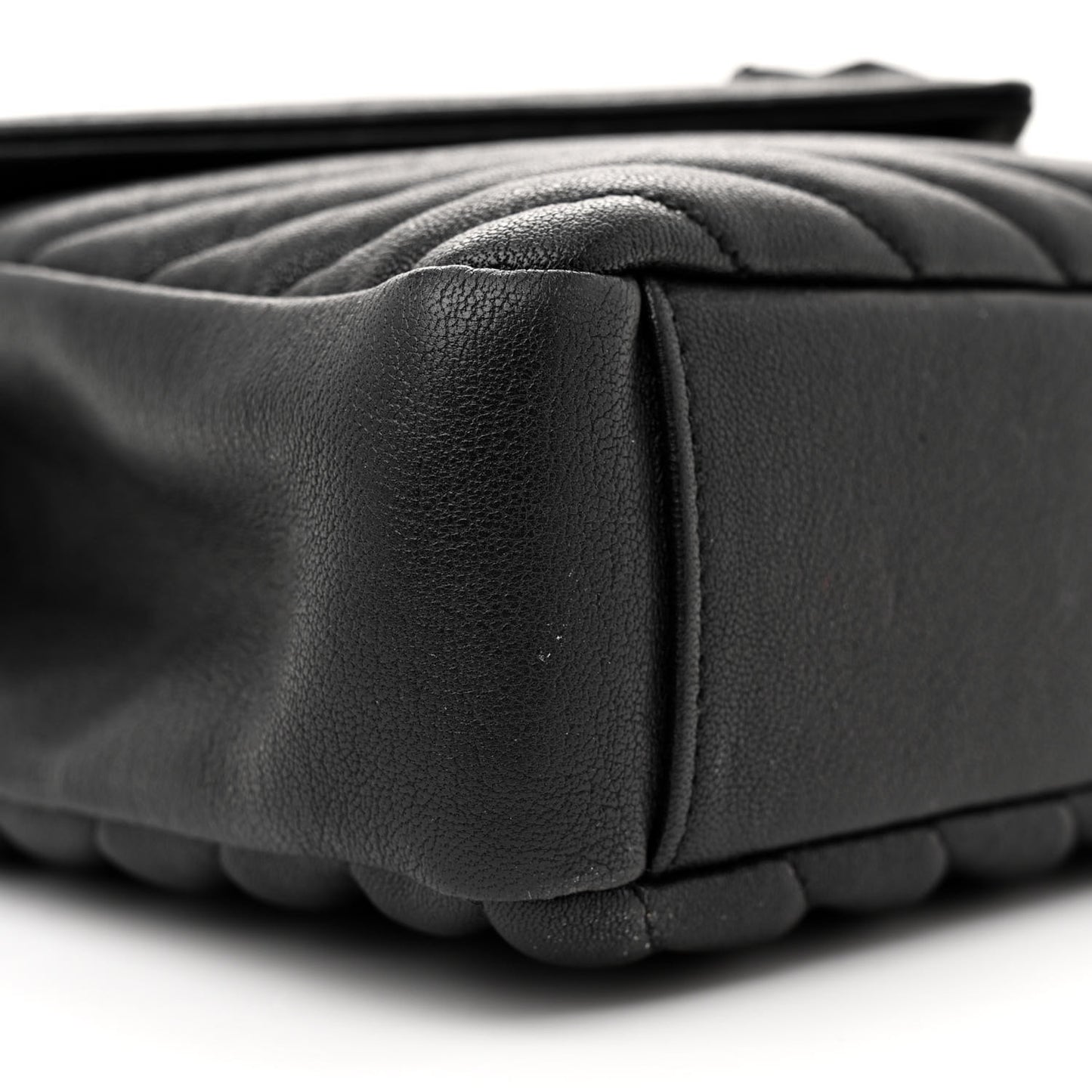 Sheepskin Matelasse Chevron Monogram Monochrome Medium College Bag Black