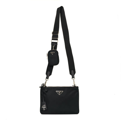 Prada Re-Nylon Saffiano Re-Edition 2000 Double Zip Crossbody Bag Black 1 of 12